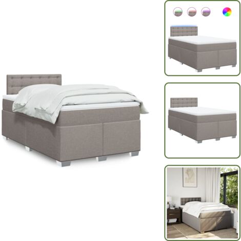 Coprimaterasso per letto - vidaXL Giroletto a Molle con Materasso Tortora 120x190 cm in Tessuto - Letto con testiera