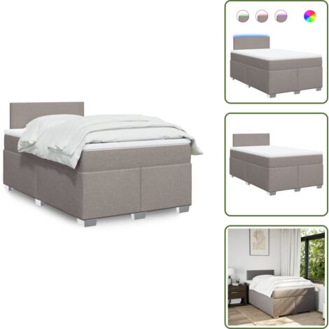 Coprimaterasso per letto - vidaXL Giroletto a Molle con Materasso Tortora 120x190 cm in Tessuto - Letto con testiera