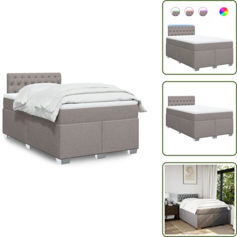Coprimaterasso per letto - vidaXL Giroletto a Molle con Materasso Tortora 120x200 cm in Tessuto - Letto con testiera