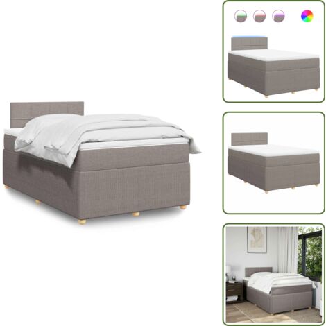 Coprimaterasso per letto - vidaXL Giroletto a Molle con Materasso Tortora 120x200 cm in Tessuto - Letto con testiera
