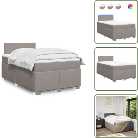 Coprimaterasso per letto - vidaXL Giroletto a Molle con Materasso Tortora 120x200 cm in Tessuto - Letto con testiera