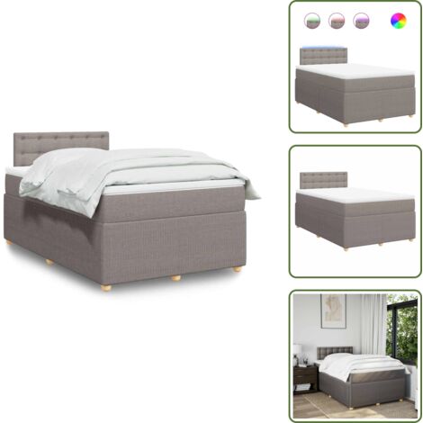 Coprimaterasso per letto - vidaXL Giroletto a Molle con Materasso Tortora 120x200 cm in Tessuto - Letto con testiera