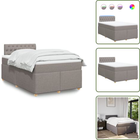 Coprimaterasso per letto - vidaXL Giroletto a Molle con Materasso Tortora 120x200 cm in Tessuto - Letto con testiera