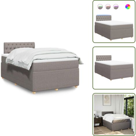 Coprimaterasso per letto - vidaXL Giroletto a Molle con Materasso Tortora 120x200 cm in Tessuto - Letto con testiera