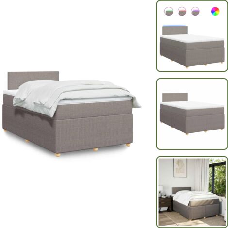 Coprimaterasso per letto - vidaXL Giroletto a Molle con Materasso Tortora 120x200 cm in Tessuto - Letto con testiera