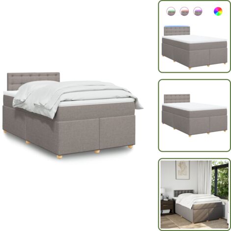Coprimaterasso per letto - vidaXL Giroletto a Molle con Materasso Tortora 120x200 cm in Tessuto - Letto con testiera