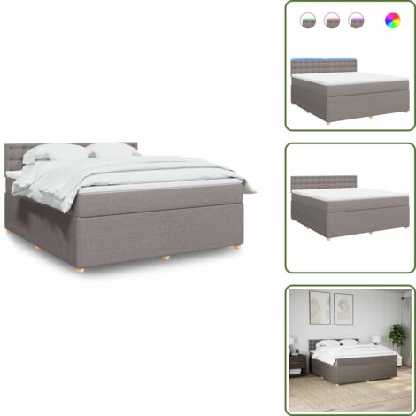 Coprimaterasso per letto - vidaXL Giroletto a Molle con Materasso Tortora 180x200 cm in Tessuto - Letto con testiera