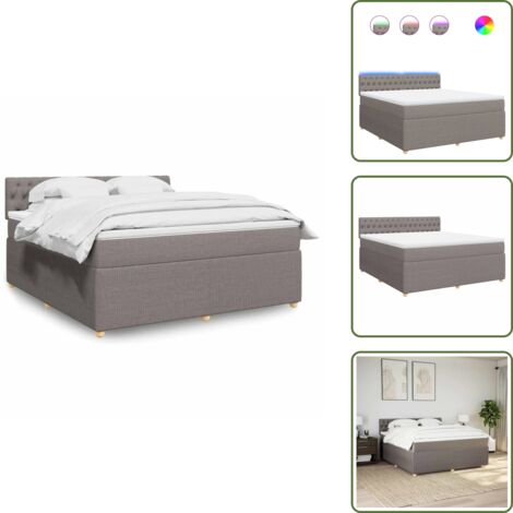Coprimaterasso per letto - vidaXL Giroletto a Molle con Materasso Tortora 180x200 cm in Tessuto - Letto con testiera