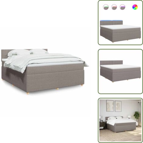 Coprimaterasso per letto - vidaXL Giroletto a Molle con Materasso Tortora 180x200 cm in Tessuto - Letto con testiera