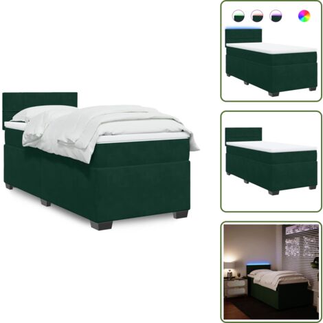 Coprimaterasso per letto - vidaXL Giroletto a Molle con Materasso Verde Scuro 100x200 cm Velluto - Letto con testiera