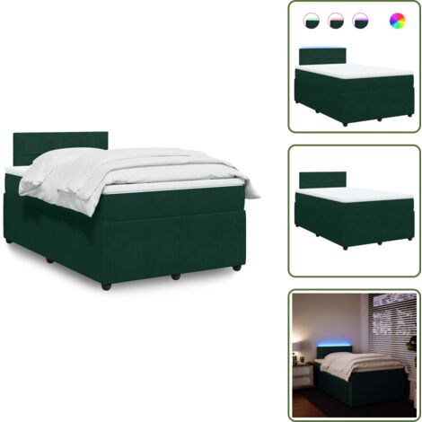 Coprimaterasso per letto - vidaXL Giroletto a Molle con Materasso Verde Scuro 120x190 cm Velluto - Letto con testiera