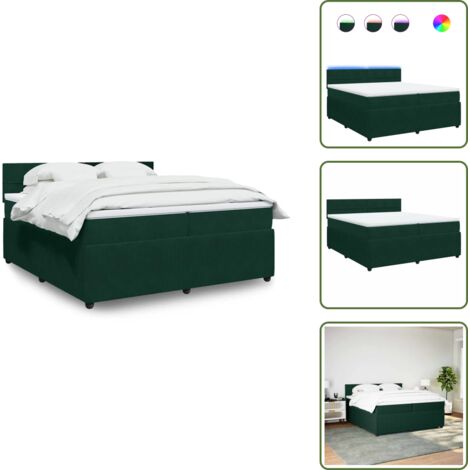 Coprimaterasso per letto - vidaXL Giroletto a Molle con Materasso Verde Scuro 200x200 cm Velluto - Letto con testiera