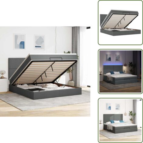 Coprimaterasso per letto - vidaXL Struttura Letto Pouf con Materasso 180x200 cm in Tessuto - Luci a LED per letto