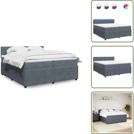 Coprimaterasso - vidaXL Giroletto a Molle con Materasso Grigio Scuro 200x200 cm Velluto - Letto con testiera
