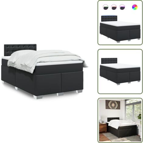 Coprimaterasso - vidaXL Giroletto a Molle con Materasso Nero 120x190 cm in Similpelle - Luci a LED