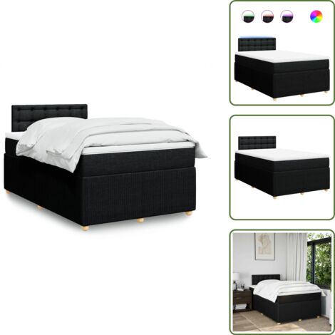 Coprimaterasso - vidaXL Giroletto a Molle con Materasso Nero 120x190 cm in Tessuto - Luci a LED