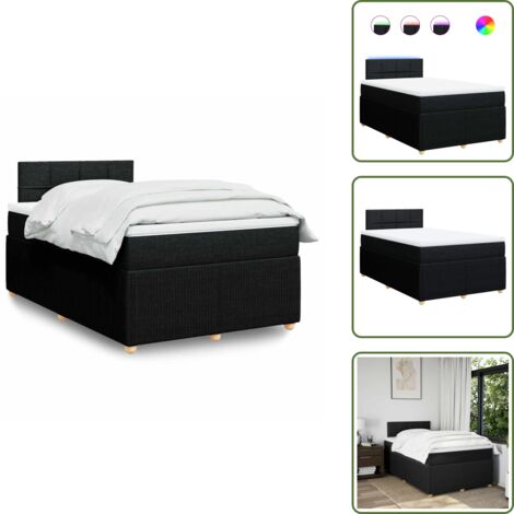 Coprimaterasso - vidaXL Giroletto a Molle con Materasso Nero 120x190 cm in Tessuto - Luci a LED