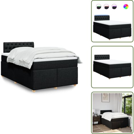Coprimaterasso - vidaXL Giroletto a Molle con Materasso Nero 120x190 cm in Tessuto - Luci a LED