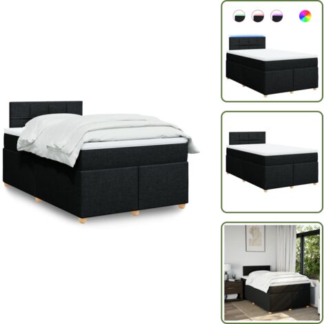 Coprimaterasso - vidaXL Giroletto a Molle con Materasso Nero 120x190 cm in Tessuto - Luci a LED