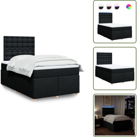 Coprimaterasso - vidaXL Giroletto a Molle con Materasso Nero 120x200 cm in Tessuto - Luci a LED