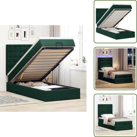 Coprimaterasso - vidaXL Struttura Letto Pouf con Materassi 100x200 cm Velluto - Luci a LED