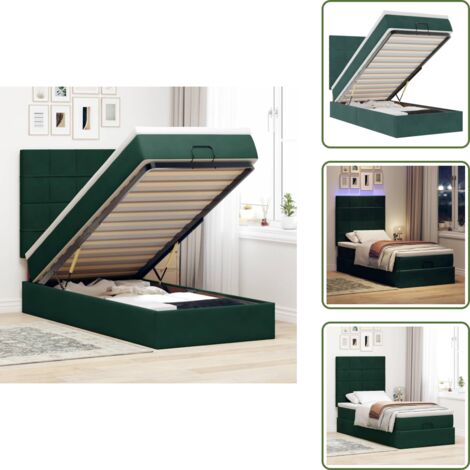 Coprimaterasso - vidaXL Struttura Letto Pouf con Materassi 100x200 cm Velluto - Luci a LED