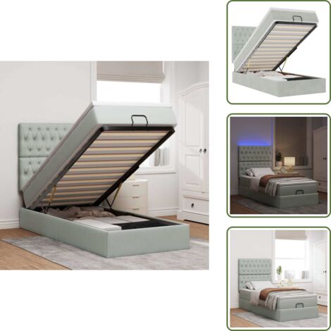 Coprimaterasso - vidaXL Struttura Letto Pouf con Materassi 100x200 cm Velluto - Luci a LED