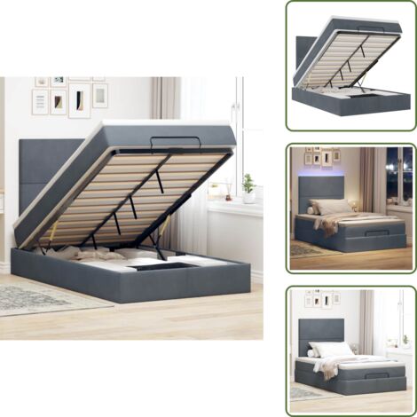 Coprimaterasso - vidaXL Struttura Letto Pouf con Materassi 120x200 cm Velluto - Luci a LED