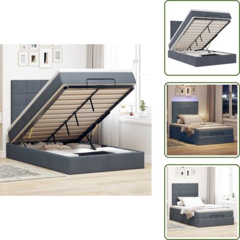 Coprimaterasso - vidaXL Struttura Letto Pouf con Materassi 120x200 cm Velluto - Luci a LED