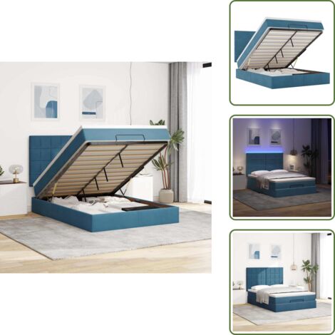 Coprimaterasso - vidaXL Struttura Letto Pouf con Materassi 140x190 cm in Velluto - Luci a LED