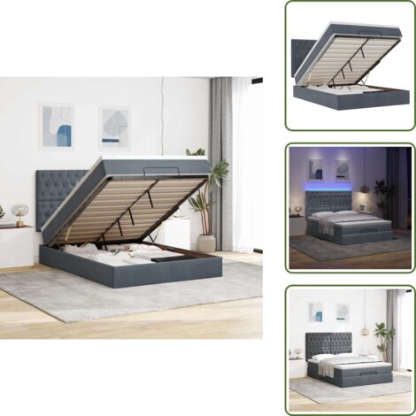 Coprimaterasso - vidaXL Struttura Letto Pouf con Materassi 140x190 cm Velluto - Luci a LED