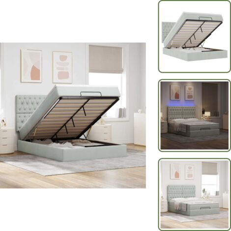 Coprimaterasso - vidaXL Struttura Letto Pouf con Materassi 140x190 cm Velluto - Luci a LED