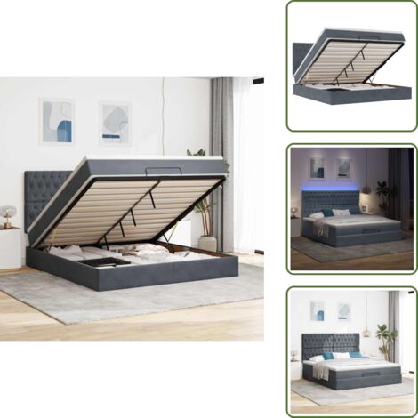Coprimaterasso - vidaXL Struttura Letto Pouf con Materassi 180x200 cm Velluto - Luci a LED
