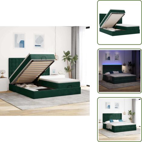 Coprimaterasso - vidaXL Struttura Letto Pouf con Materassi 180x200 cm Velluto - Luci a LED