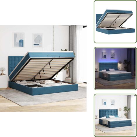 Coprimaterasso - vidaXL Struttura Letto Pouf con Materassi 180x200 cm Velluto - Luci a LED