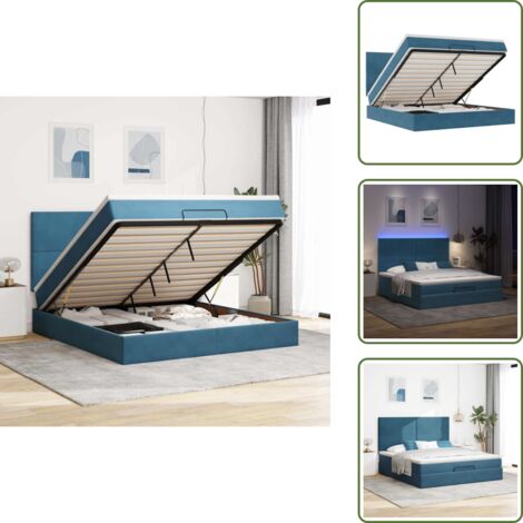 Coprimaterasso - vidaXL Struttura Letto Pouf con Materassi 180x200 cm Velluto - Luci a LED