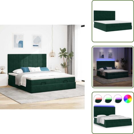 Coprimaterasso - vidaXL Struttura Letto Pouf con Materassi 180x200 cm Velluto - Luci a LED