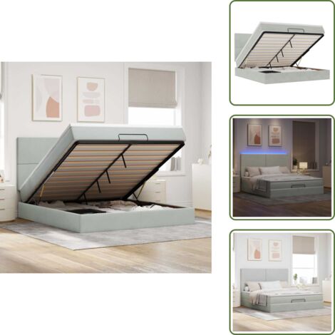 Coprimaterasso - vidaXL Struttura Letto Pouf con Materassi 180x200 cm Velluto - Luci a LED