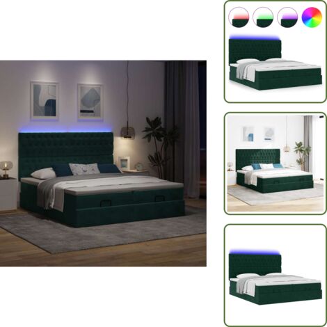 Coprimaterasso - vidaXL Struttura Letto Pouf con Materassi 180x200 cm Velluto - Luci a LED
