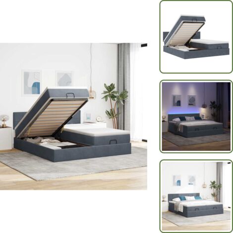 Coprimaterasso - vidaXL Struttura Letto Pouf con Materassi 180x200 cm Velluto - Luci a LED