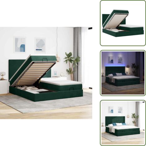 Coprimaterasso - vidaXL Struttura Letto Pouf con Materassi 180x200 cm Velluto - Luci a LED