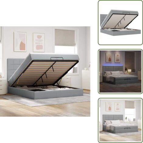 Coprimaterasso - vidaXL Struttura Letto Pouf con Materassi 200x200 cm in Tessuto - Luci a LED