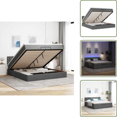 Coprimaterasso - vidaXL Struttura Letto Pouf con Materassi 200x200 cm in Tessuto - Luci a LED