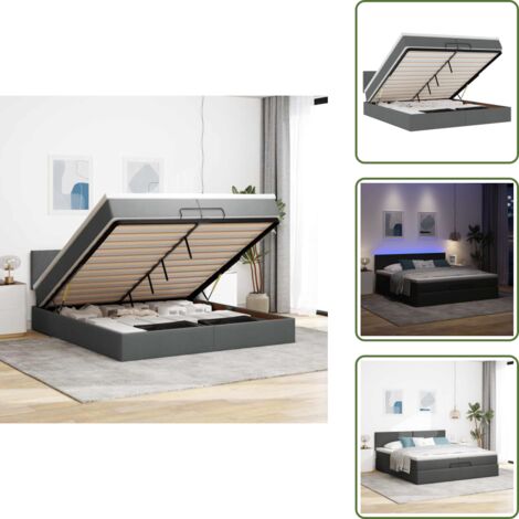 Coprimaterasso - vidaXL Struttura Letto Pouf con Materassi 200x200 cm in Tessuto - Luci a LED