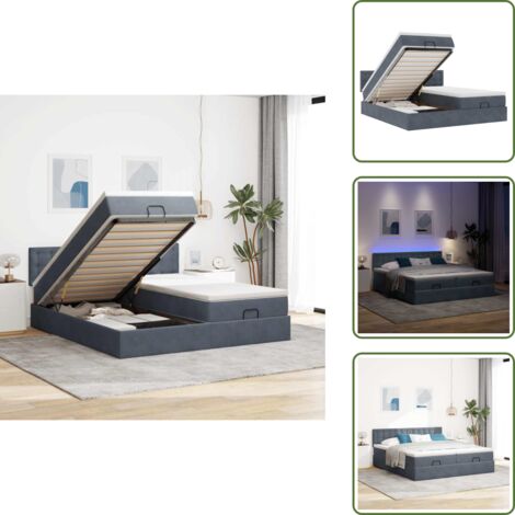 Coprimaterasso - vidaXL Struttura Letto Pouf con Materassi 200x200 cm Velluto - Luci a LED