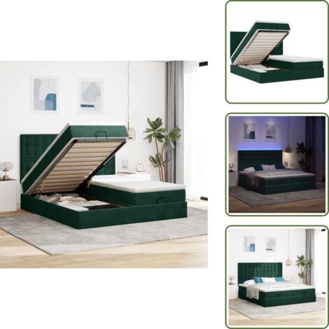 Coprimaterasso - vidaXL Struttura Letto Pouf con Materassi 200x200 cm Velluto - Luci a LED