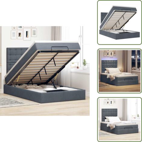 Coprimaterasso - vidaXL Struttura Letto Pouf con Materassi 80x200 cm Velluto - Luci a LED