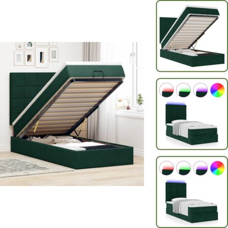 Coprimaterasso - vidaXL Struttura Letto Pouf con Materassi 90x190 cm in Velluto - Luci a LED