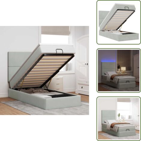 Coprimaterasso - vidaXL Struttura Letto Pouf con Materassi 90x190 cm in Velluto - Luci a LED