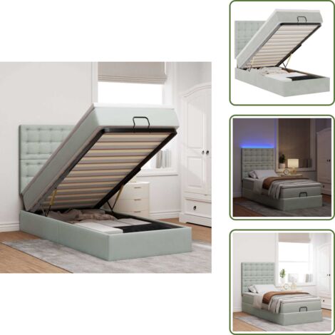 Coprimaterasso - vidaXL Struttura Letto Pouf con Materassi 90x190 cm in Velluto - Luci a LED